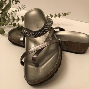 Italian Shoemakers Rhinestone Wedge Cork Sandals